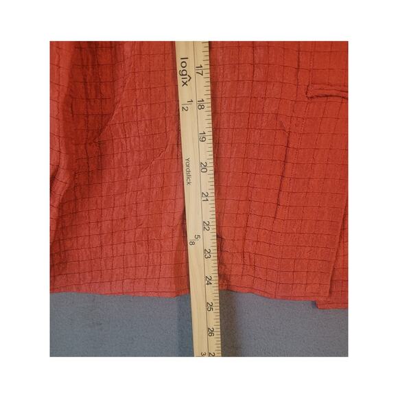 Eileen Fisher Luxury Burnt Orange Silk Asian Inspired Mandarin Collar Jacket M - Picture 6 of 7